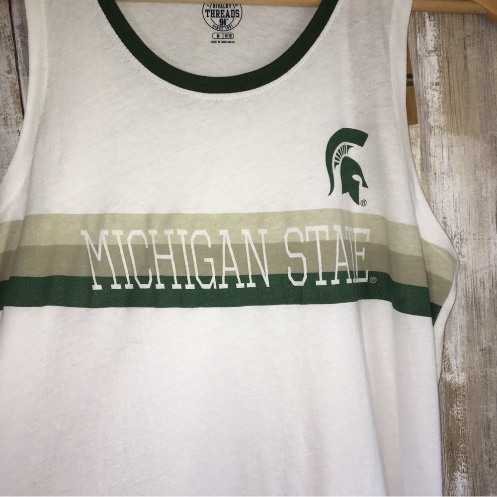 Michigan State Spartans Tank Top White Stripe Women’s Medium NWT - Picture 2 of 4